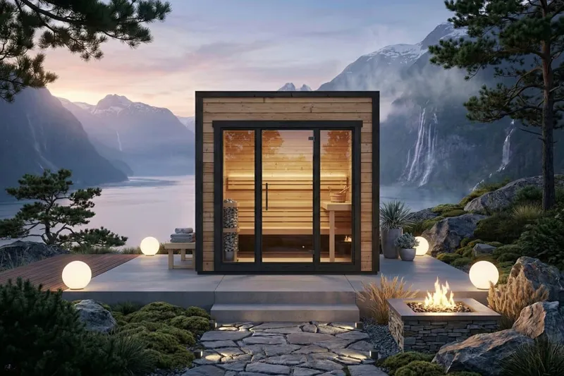 Kleine moderne Gartensauna „Sogne” | 3 x 2 m von Hansagarten24